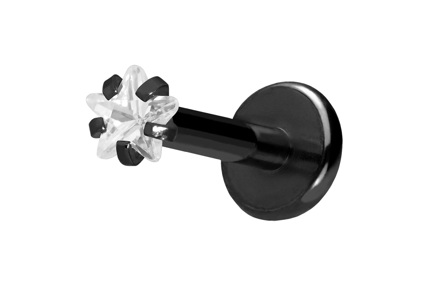 Titan Labret Piercing mit Push Fit KRISTALLSTERN